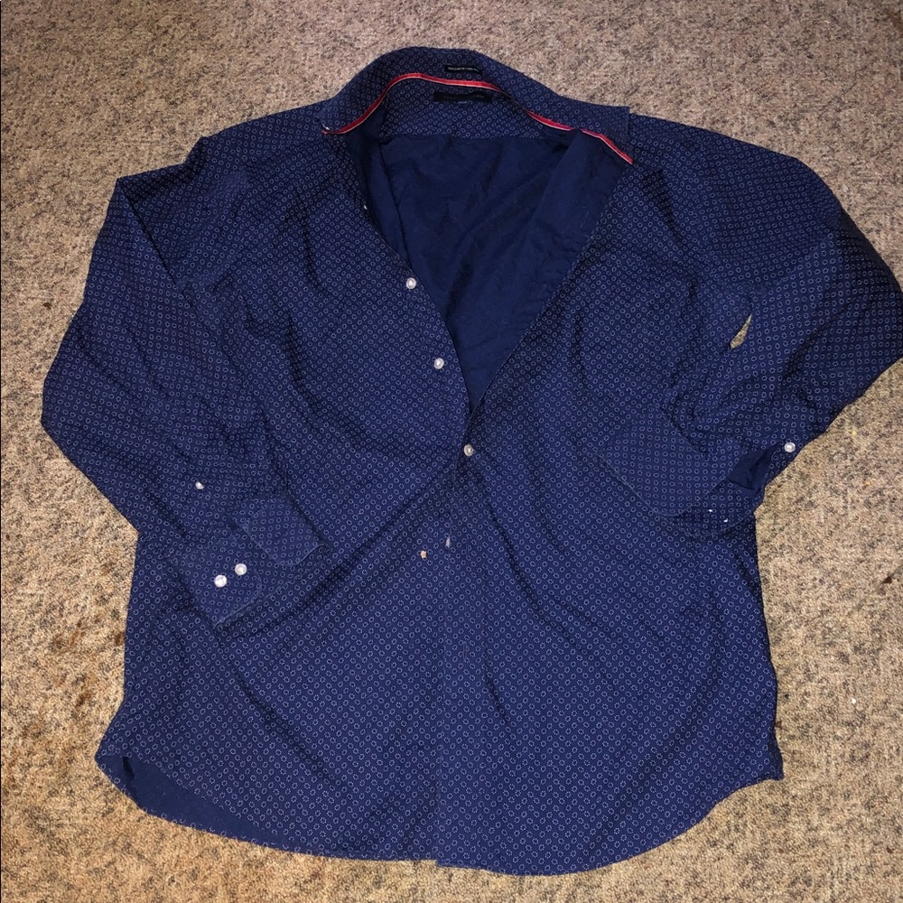 Tommy Hilfiger Navy Micro-Pattern Men’s dress shirt button down